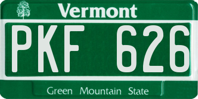 VT license plate PKF626