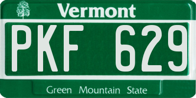 VT license plate PKF629