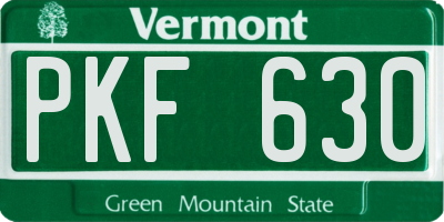 VT license plate PKF630