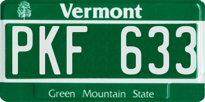 VT license plate PKF633