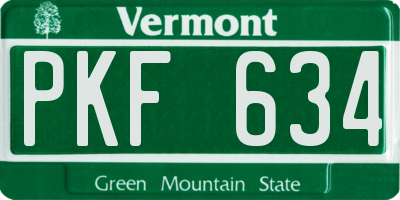 VT license plate PKF634
