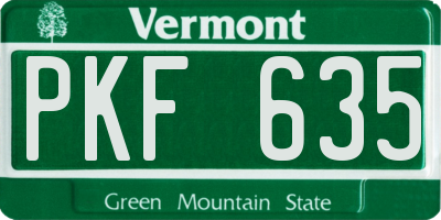 VT license plate PKF635