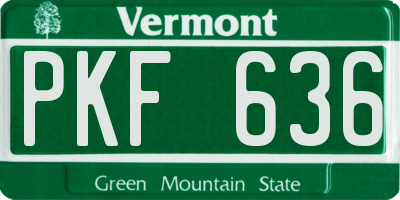 VT license plate PKF636