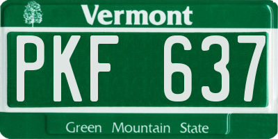 VT license plate PKF637