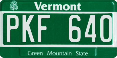VT license plate PKF640