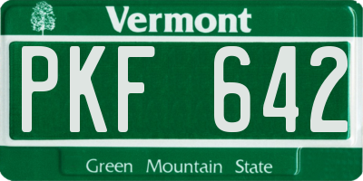 VT license plate PKF642