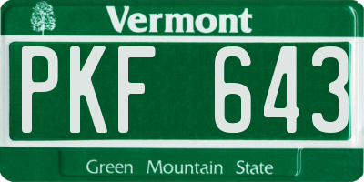 VT license plate PKF643