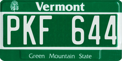 VT license plate PKF644
