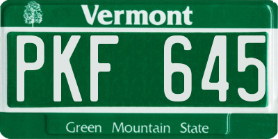 VT license plate PKF645