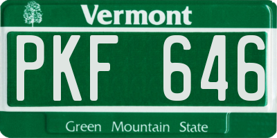 VT license plate PKF646