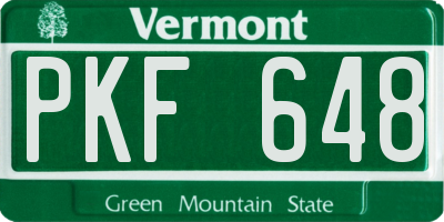 VT license plate PKF648