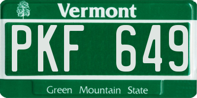 VT license plate PKF649