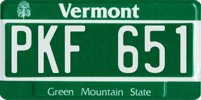 VT license plate PKF651