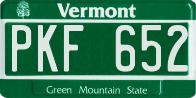 VT license plate PKF652