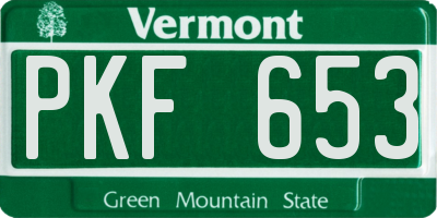 VT license plate PKF653