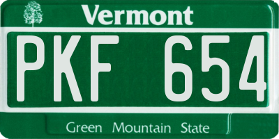 VT license plate PKF654