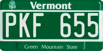 VT license plate PKF655