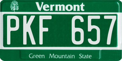 VT license plate PKF657