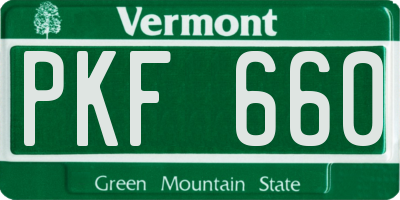VT license plate PKF660