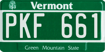 VT license plate PKF661