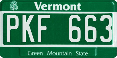 VT license plate PKF663