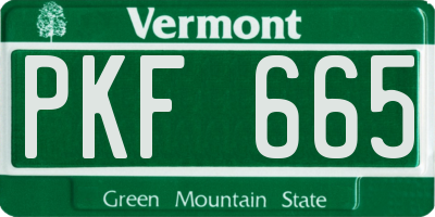 VT license plate PKF665