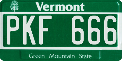 VT license plate PKF666