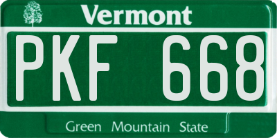 VT license plate PKF668