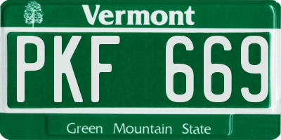 VT license plate PKF669
