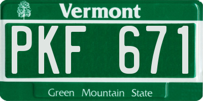 VT license plate PKF671