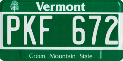 VT license plate PKF672