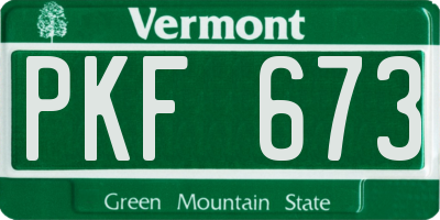 VT license plate PKF673
