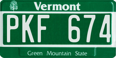 VT license plate PKF674
