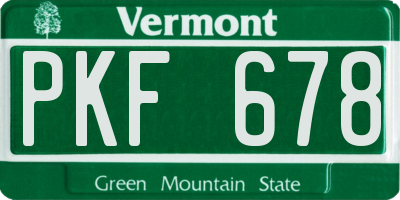 VT license plate PKF678