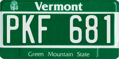 VT license plate PKF681