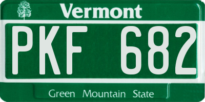 VT license plate PKF682