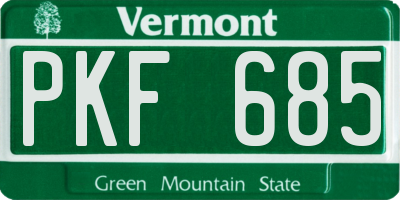VT license plate PKF685
