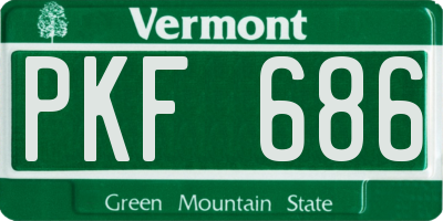 VT license plate PKF686