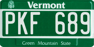 VT license plate PKF689