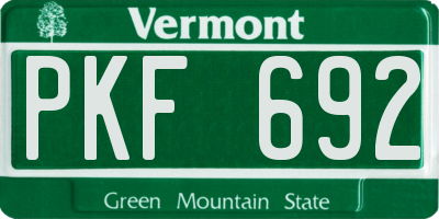 VT license plate PKF692