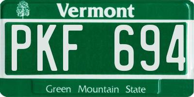 VT license plate PKF694