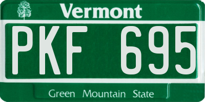 VT license plate PKF695