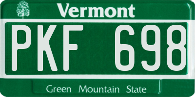 VT license plate PKF698