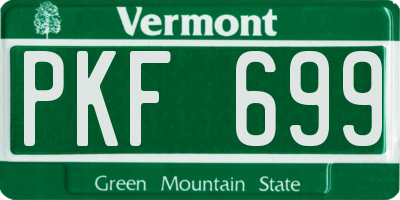 VT license plate PKF699