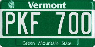 VT license plate PKF700