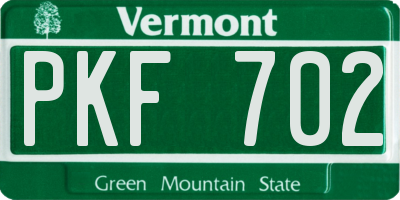 VT license plate PKF702