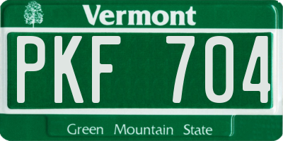 VT license plate PKF704