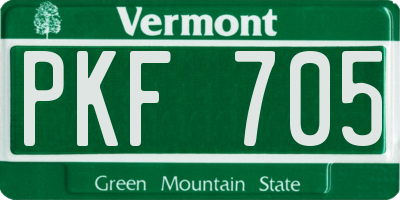 VT license plate PKF705