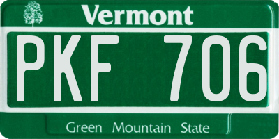 VT license plate PKF706