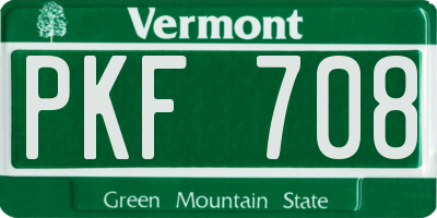 VT license plate PKF708